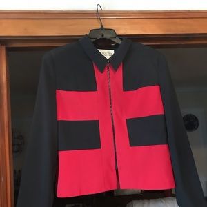 Red & black color block jacket. Sz 14